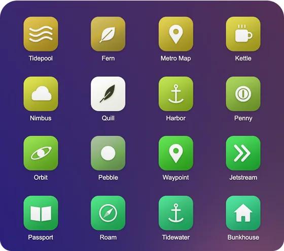 Icons recolored in the Meadow gradient.