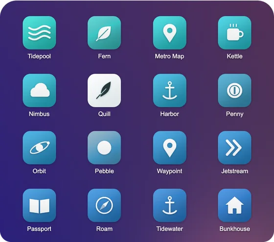 Icons recolored in the Ocean gradient.