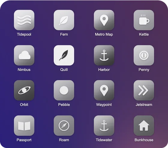 Icons tinted in the Graphite gradient.